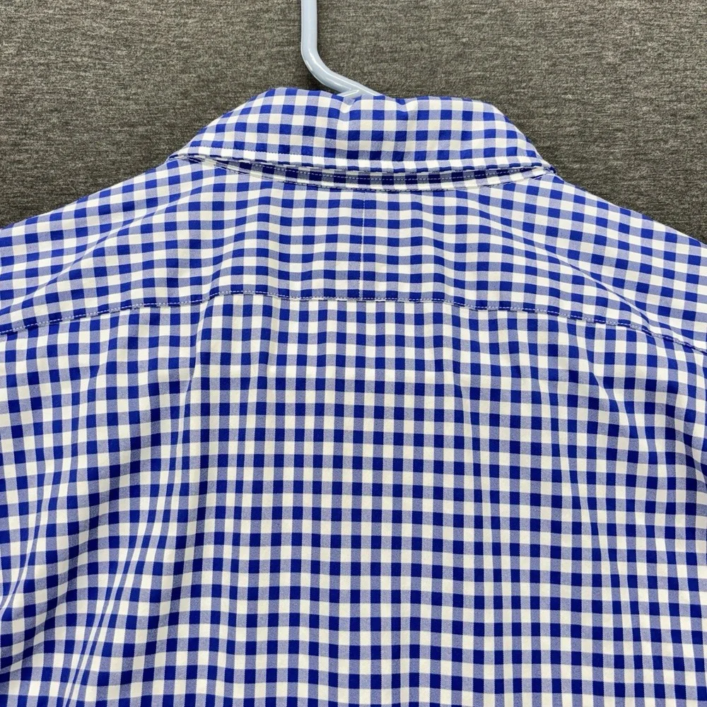 Polo Ralph Lauren Performance Shirt Mens 2XL Blue White Gingham Check Modern